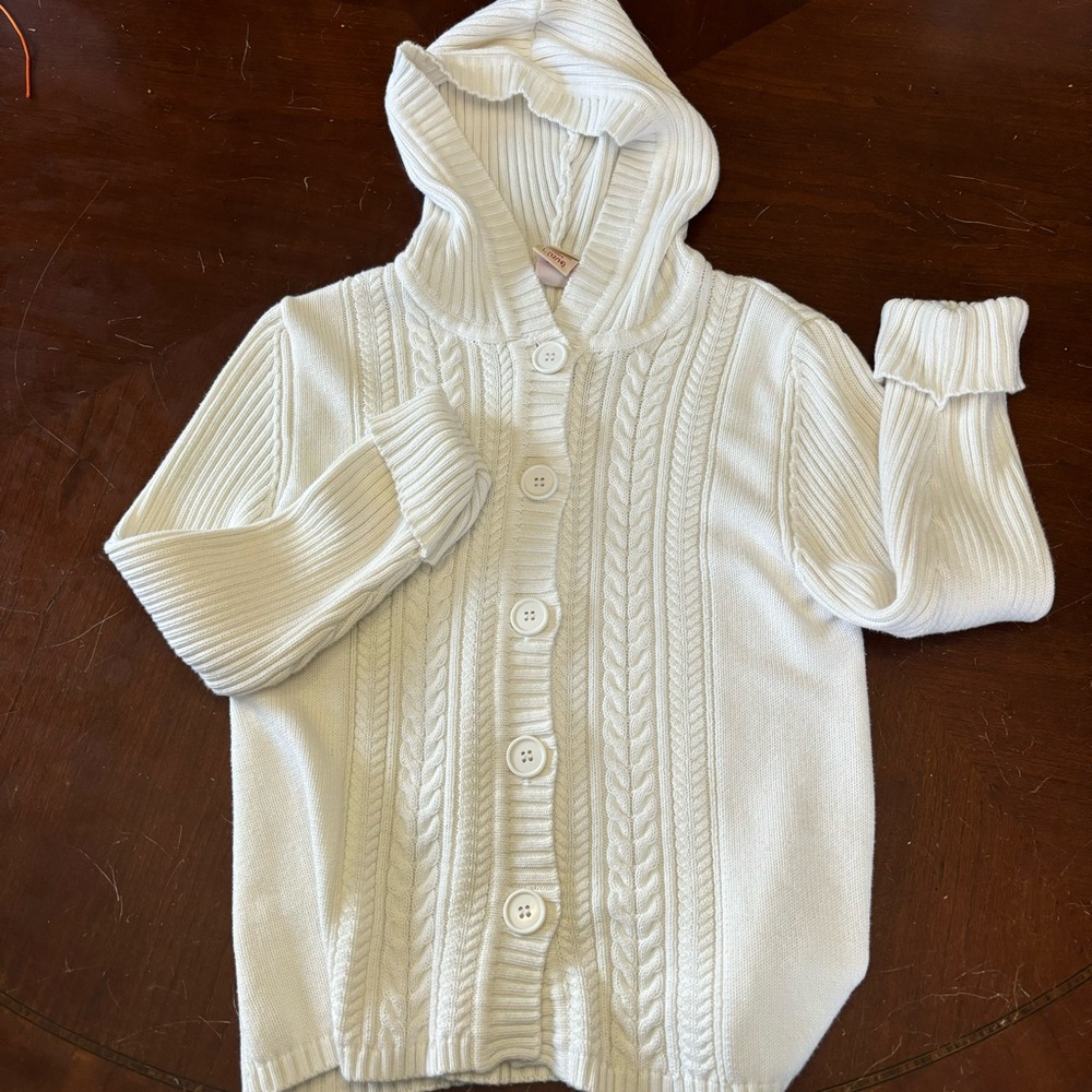 Faded, glory, hooded cable knit, cardigan, size large